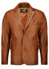 Men's Casual Leather Blazer with Invisible Stitching

