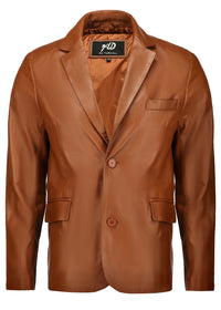 Men's Casual Leather Blazer with Invisible Stitching

