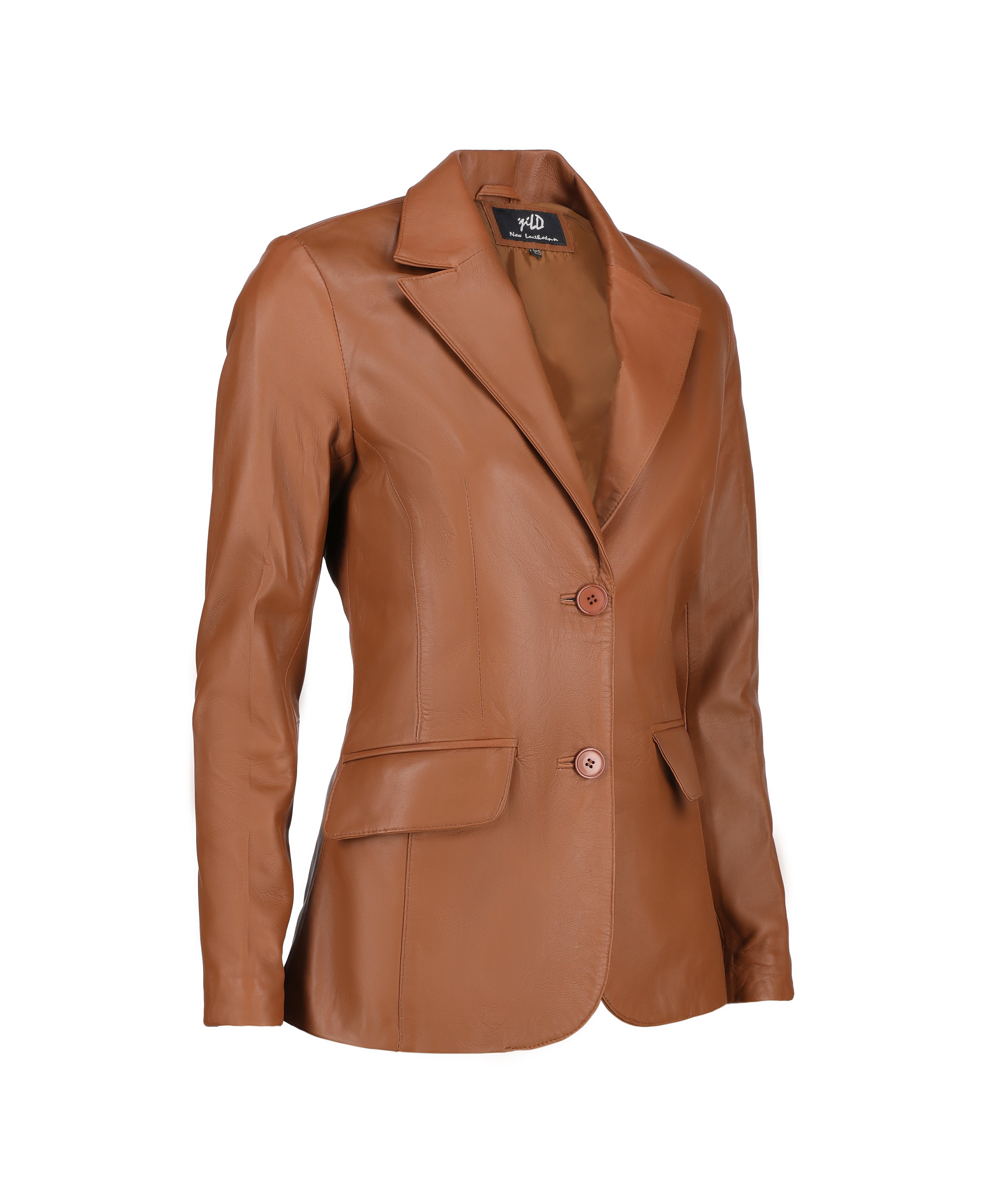 Jild Women's Jild Classic Lambskin Cognac Leather Blazer – Jildleather