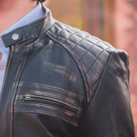 Mens Diamond Style Cafe Racer Distressed Leather Jacket