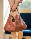 Jild Handmade Woven Original Tan Brown Leather Bag