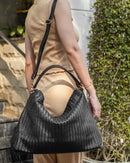 Handmade Woven Original Black Leather Bag