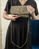 Woven Dreams Fold Over Cross Body Leather Clutch