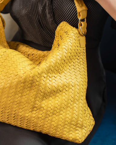 Handmade Woven Original Yellow Leather Bag