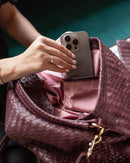 Authentic Handmade Woven Burgundy Leather Bag

