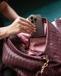 Authentic Handmade Woven Burgundy Leather Bag

