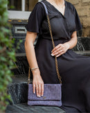 Woven Dreams Fold Over Cross Body Leather Clutch