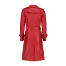 Women S Double Breasted Red Leather Trench Coat