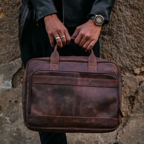 Everyday Companion Vintage Dark Brown Leather Laptop Bag