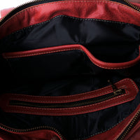 Everyday Womens Candy Red Leather Zipper Tote Bag