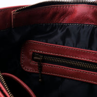 Everyday Womens Candy Red Leather Zipper Tote Bag