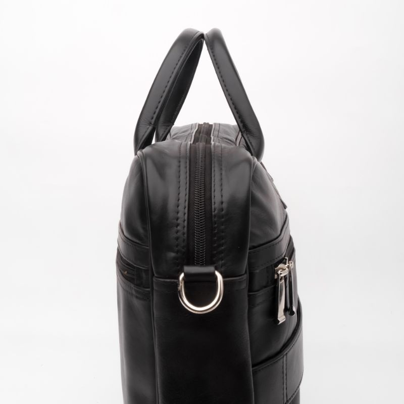 Executive Black Leather Laptop Bag