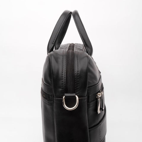 Executive Black Leather Laptop Bag