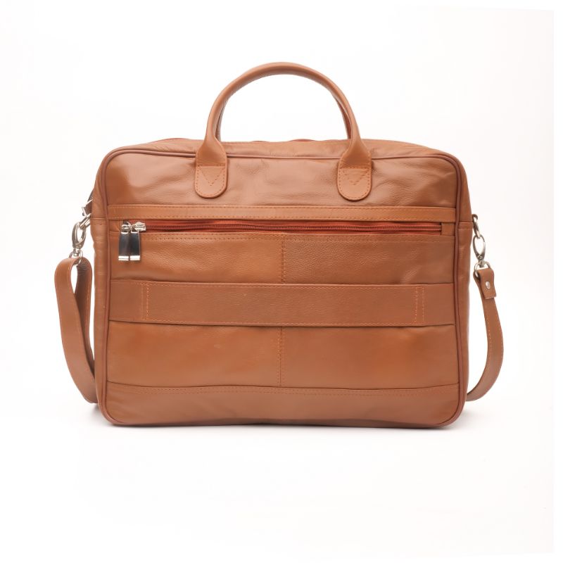Executive Tan Leather Laptop Bag