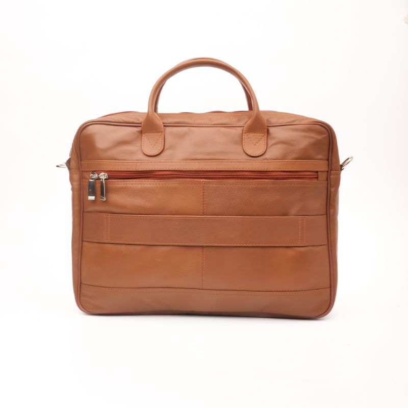 Executive Tan Leather Laptop Bag
