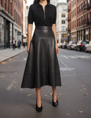 Real Lambskin Leather Skirts for Women