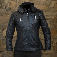 Women's Classy Fit Black Hooded Leather Jacket