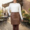 A-line High Waisted Womens Real Leather Pencil Skirt