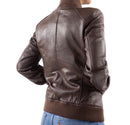 Womens Genuine Leather Classic Baseball Brown Bomber Style Jacket