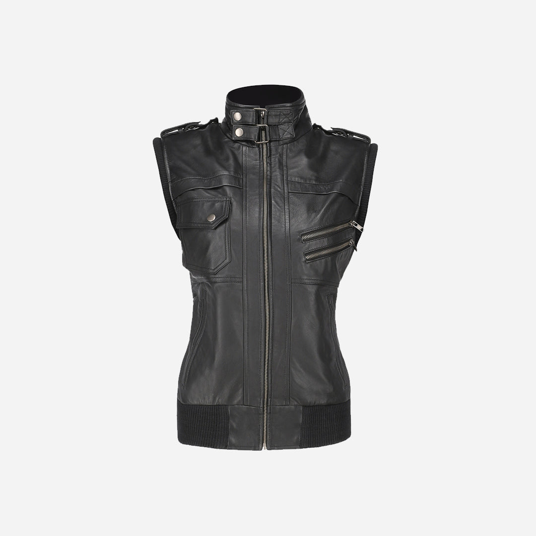 Womens Hooded Black Leather Jacket
