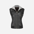 Womens Hooded Black Leather Jacket
