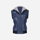 Womens Hooded Blue Leather Jacket