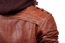 Mens Hooded Bomber Tan Vax Leather Jacket