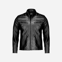 Mens Genuine Black Real Leather Motorcycle Jacket