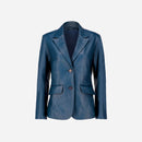 Womens Jild Classic Lambskin Blue Leather Blazer Jackets