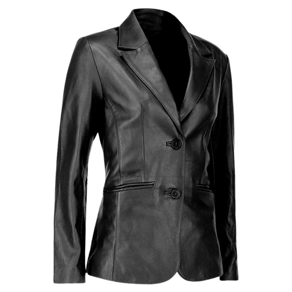 Women's Jild Classic Lambskin Black Leather Blazer