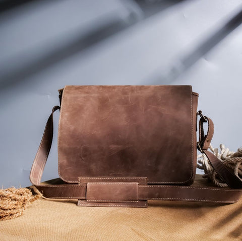 Jild Classic Satchel Vintage Leather Messenger Bag Vintage Brown