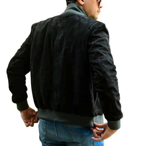 Jild Varsity Letterman Real Suede Leather Bomber Jacket Men