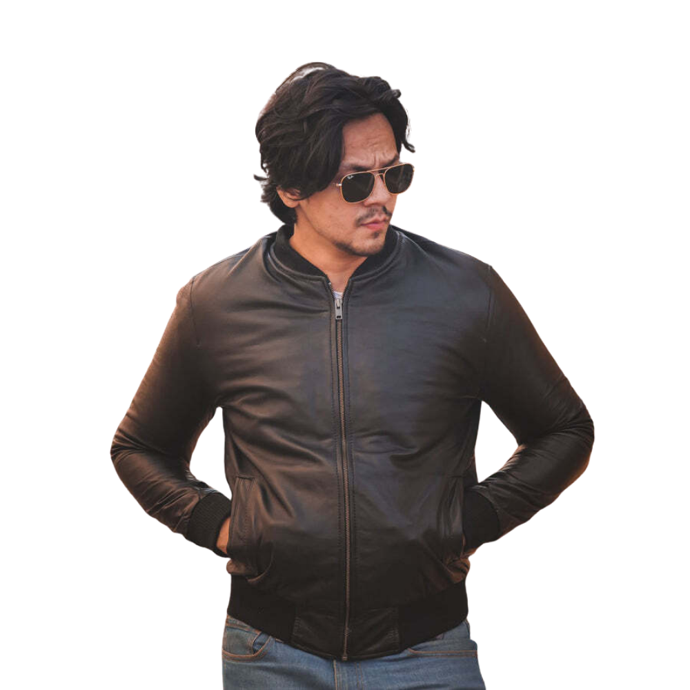 Bomber Style Mens Leather Jacket