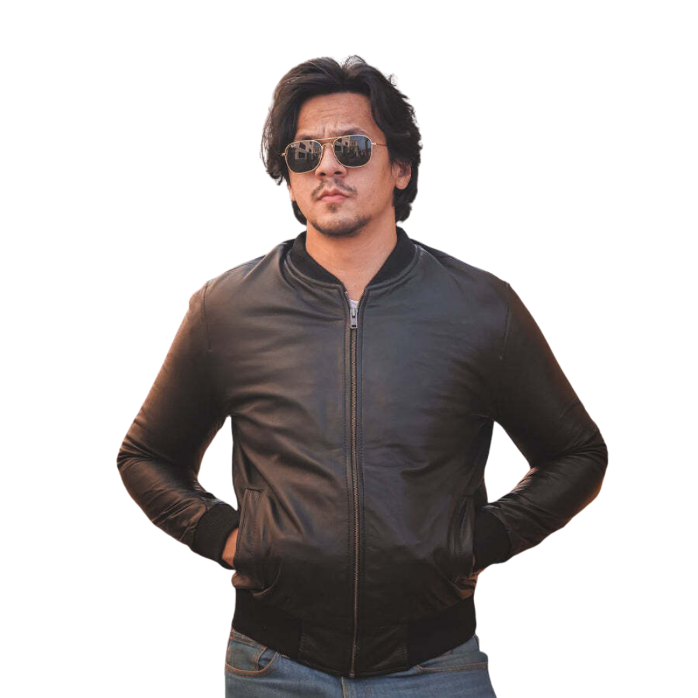 Bomber Style Mens Leather Jacket