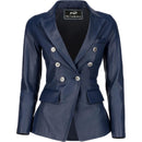 Womens Kim Kardashian Double Breasted Black Leather Blazer 1