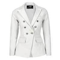 Womens Kim Kardashian Double Breasted White Leather Blazer