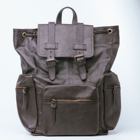 Brown Leather Backpack Travel Laptop Office Bag