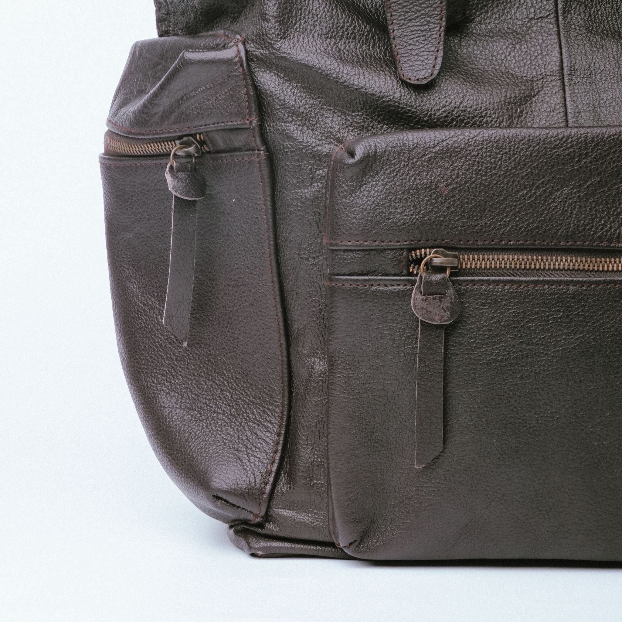 Brown Leather Backpack Travel Laptop Office Bag