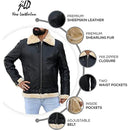 Mens B3 Bomber Shearling Black Leather Jacket