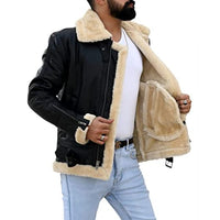 Mens B3 Bomber Shearling Black Leather Jacket