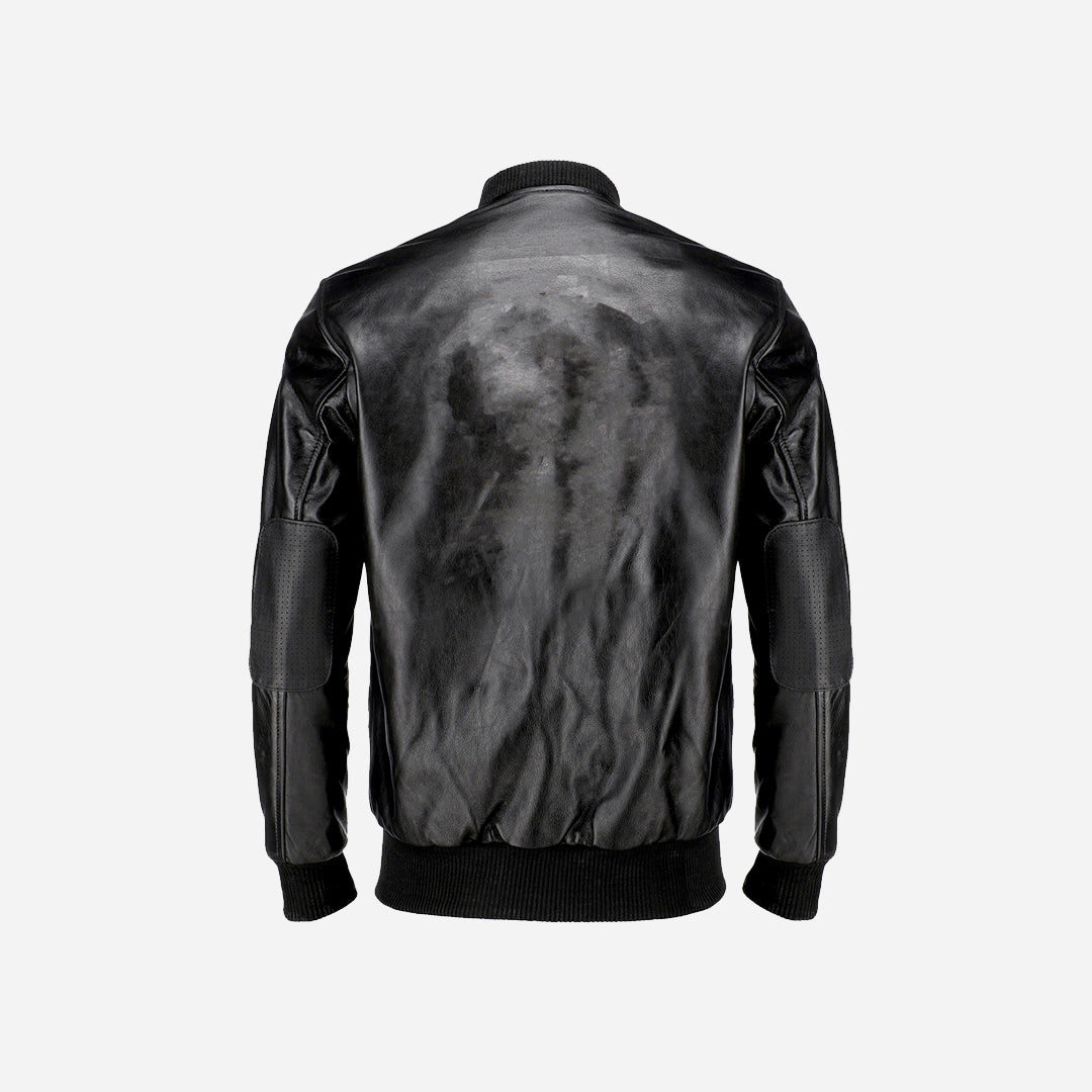 Men's Bomber Style Genuine Black Leather Motorcycle Jacket