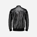 Mens Bomber Style Genuine Black Leather Motorcycle Jacket