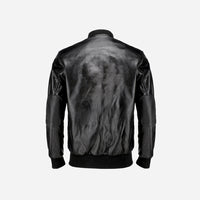 Mens Bomber Style Genuine Black Leather Motorcycle Jacket