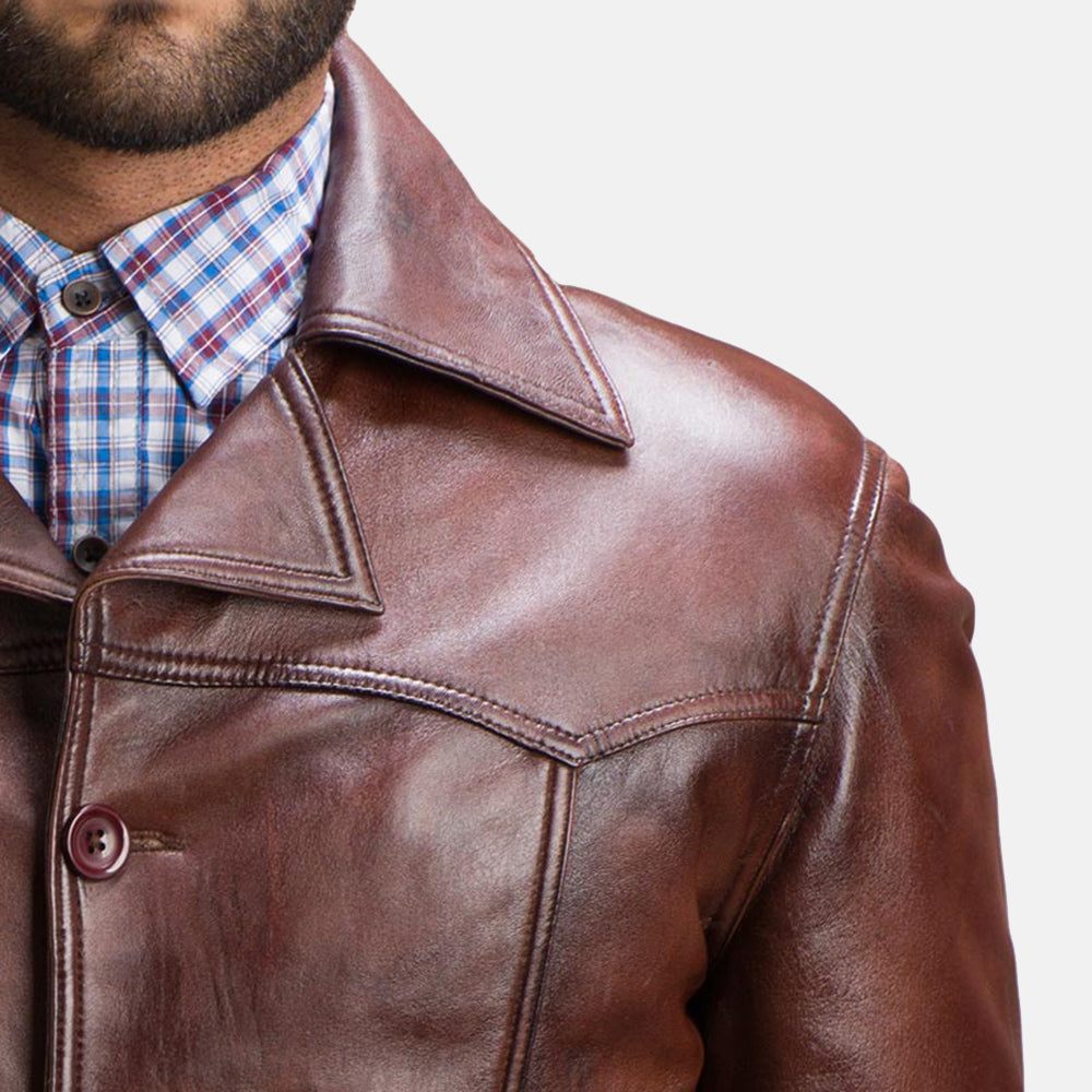 Mens Vincent Alley Brown Leather Jacket