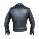 Women's Zip-Up Real Black Leather Quilted Diamond Motorcycle Jacket