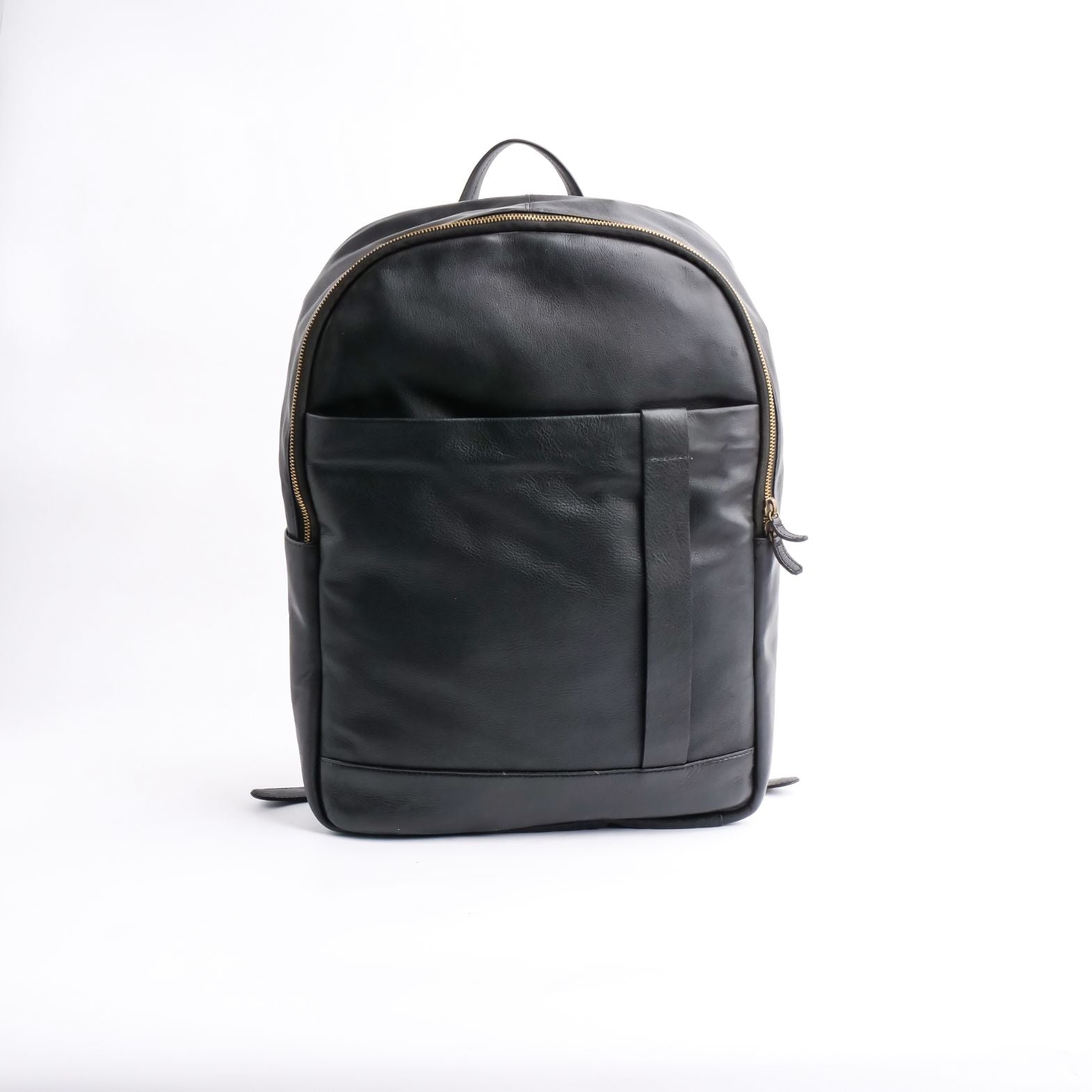 On The Go Black Leather Backpack
