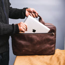 Oxford Pure Dark Brown Leather Vintage Business Laptop Bag
