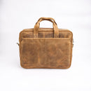 Oxford Pure Wood Brown Leather Vintage Business Laptop Bag