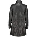 Womens Real Black Leather Trench Coat With Removable Hood