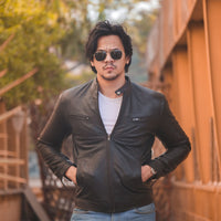 Mens Pure Sheep Leather Zipper Front Pockets Jacket